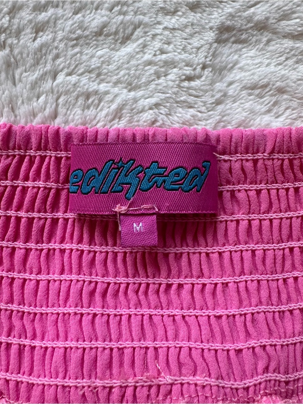 Edikted Hot Pink Sequined Halter Babydoll Top - Picture 3 of 3